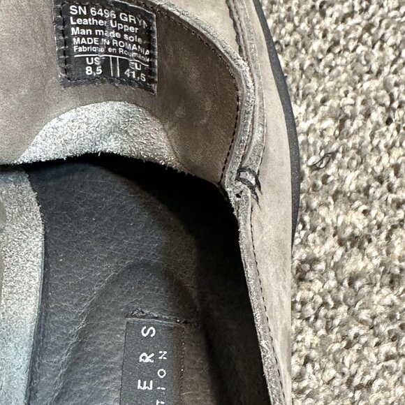 Vintage Skechers Chunky Loafers Men's Size 8.5 Slip On Gray Leather Square Toe - Picture 7 of 7